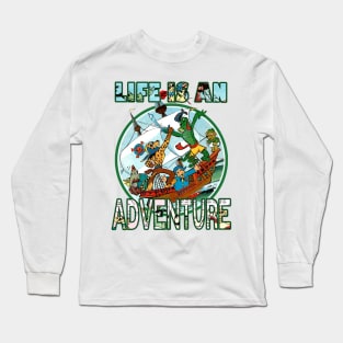 Cute Pirate Animals Life is an Adventure Tee Long Sleeve T-Shirt